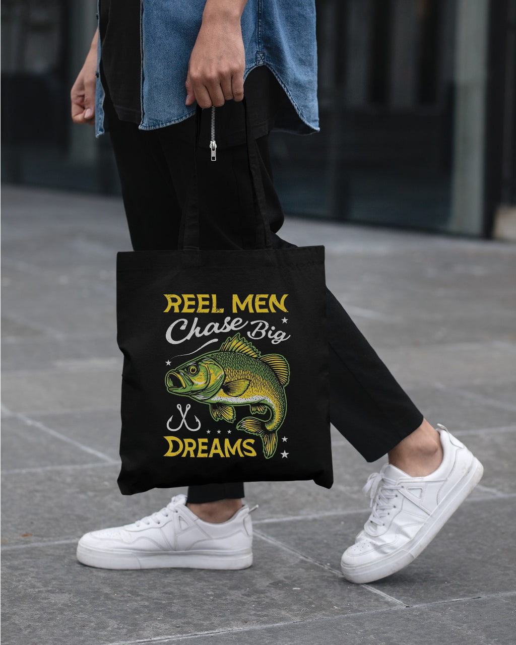 Reel Men Chase Big Dreams Fishing Sweatshirt, Bass Graphic Crewneck, Fisherman Gift, Retro Angler Apparel, Outdoor Bass Fishing Pullover