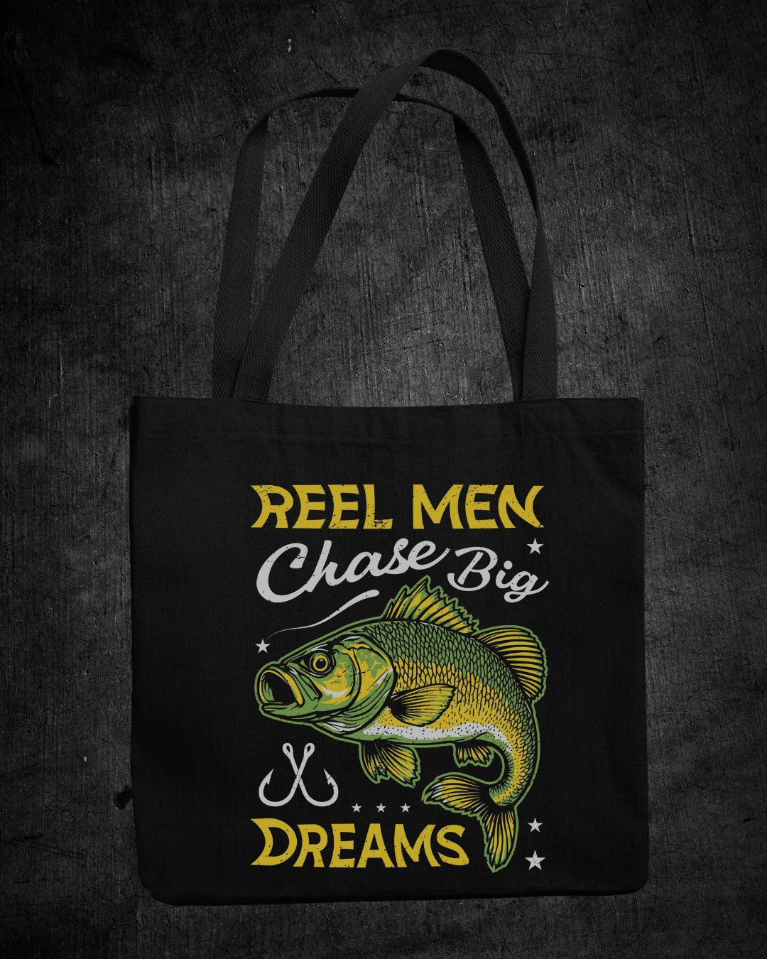 Reel Men Chase Big Dreams Fishing Sweatshirt, Bass Graphic Crewneck, Fisherman Gift, Retro Angler Apparel, Outdoor Bass Fishing Pullover