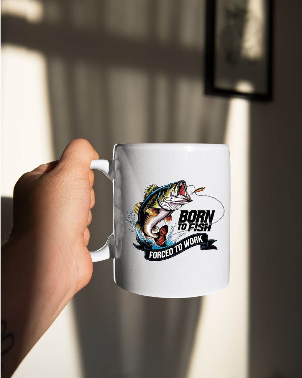 Born to Fish, Forced to Work Fishing Crewneck Sweatshirt, Graphic Pullover, Fisherman Gift, Retro Angler Apparel, Outdoor Fishing Crewneck