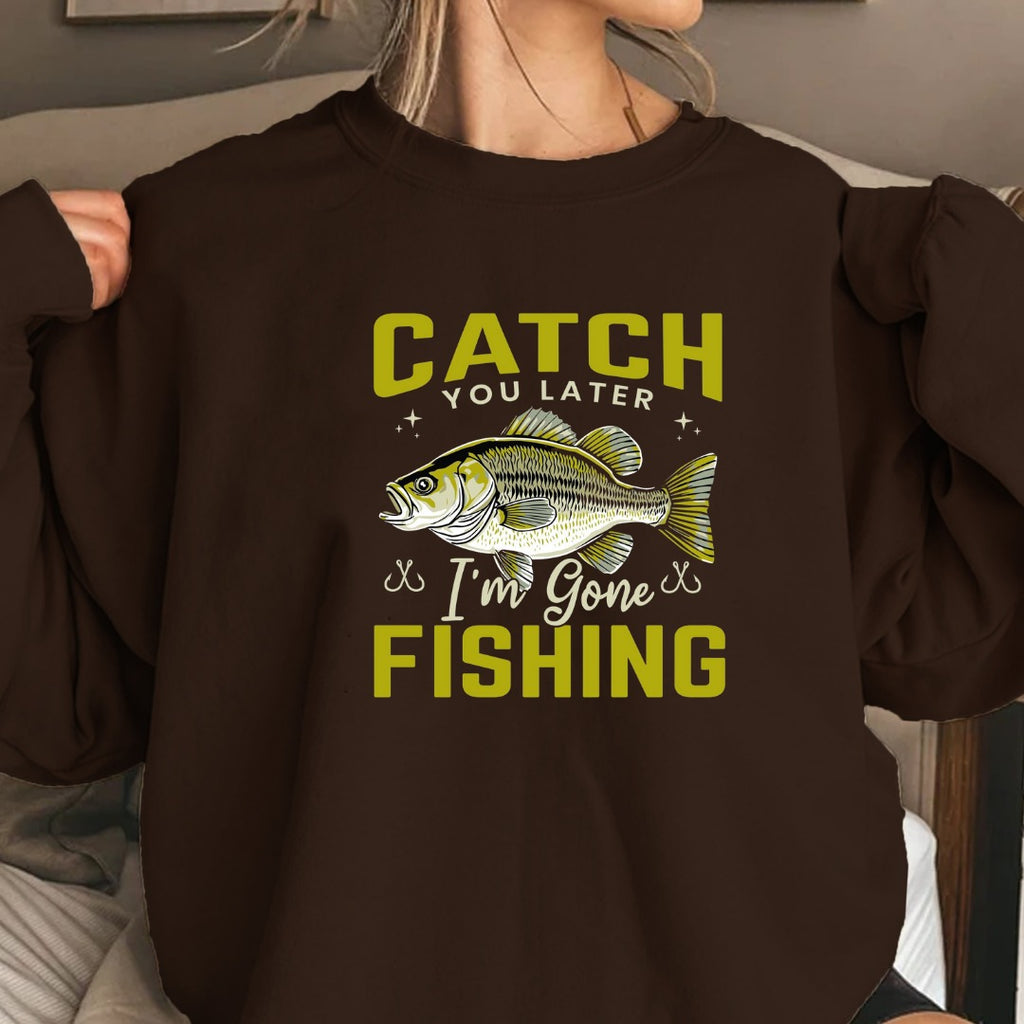 Catch You Later Fishing Crewneck Sweatshirt, Bass Graphic Pullover, Fisherman Gift, Retro Angler Apparel, Outdoor Bass Fishing Crewneck