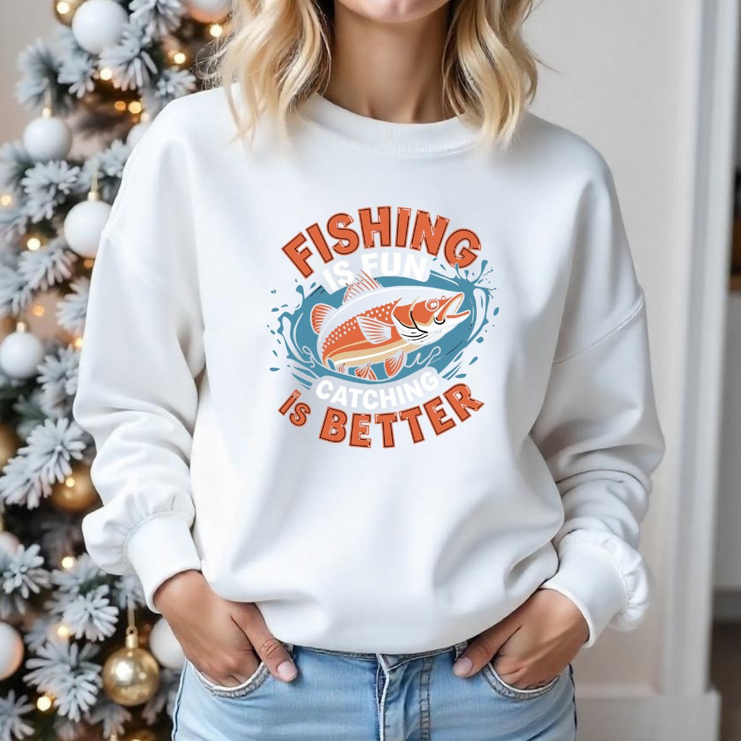 Fishing Is Better Crewneck Sweatshirt, Graphic Pullover, Fisherman Gift, Retro Angler Apparel, Outdoor Ocean Fishing Crewneck