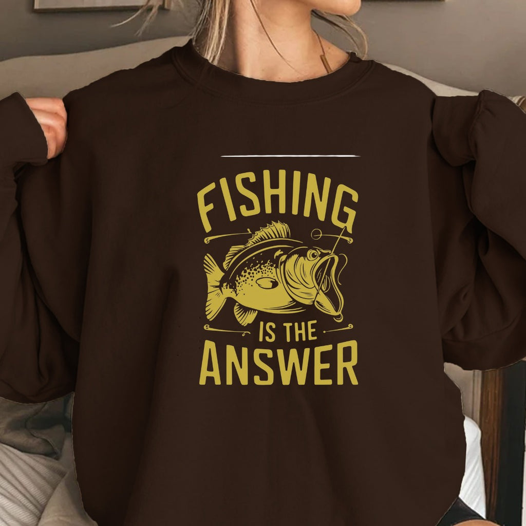Fishing Is The Answer Sweatshirt, Bass Angler Crewneck, Fisherman & Outdoors Lover Gift, Retro Fishing Pullover, Outdoor Angler Apparel