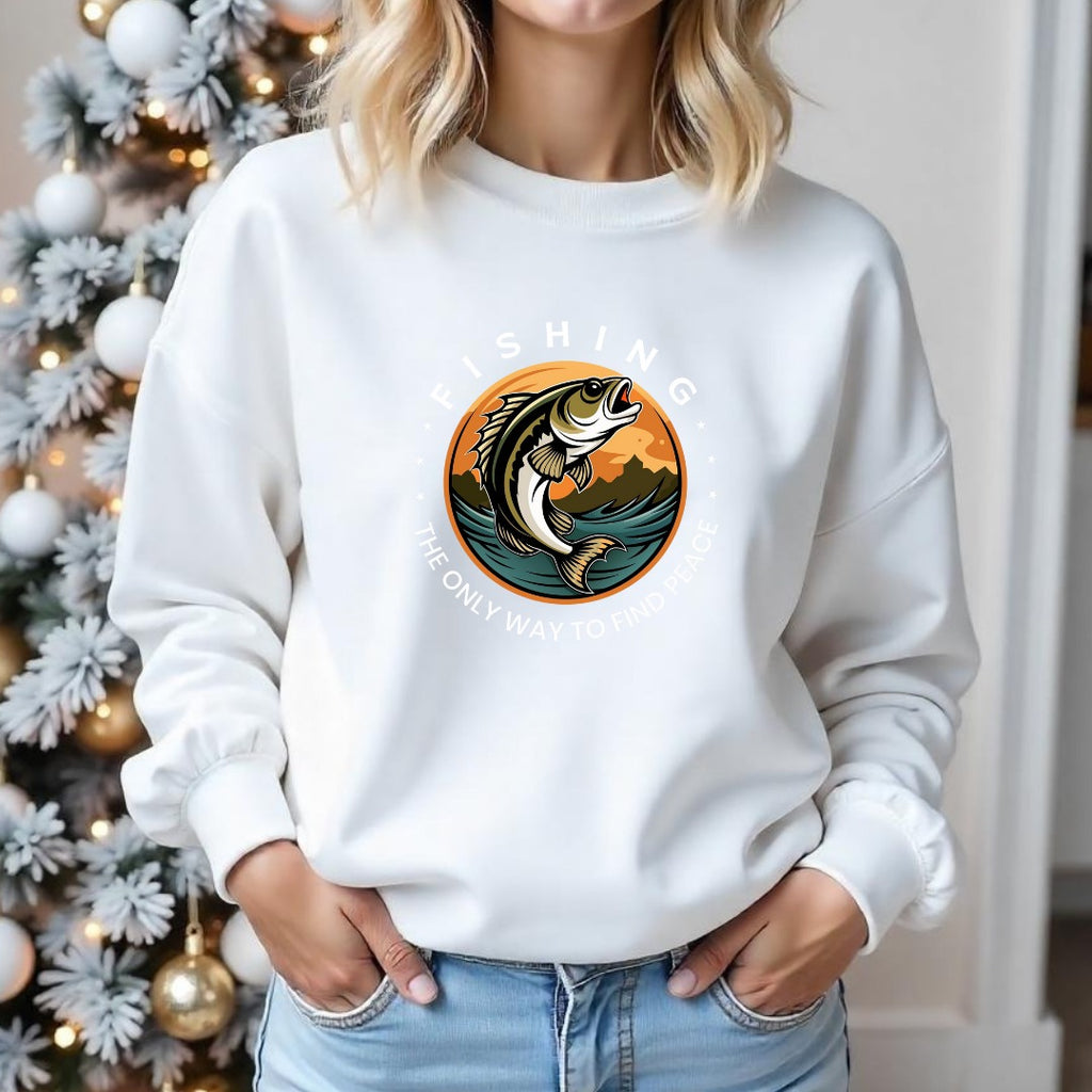 Leaping Fish Sunset Fishing Crewneck Sweatshirt, Graphic Pullover, Fisherman Gift, Retro Ocean Angler Apparel, Outdoor Fishing Crewneck