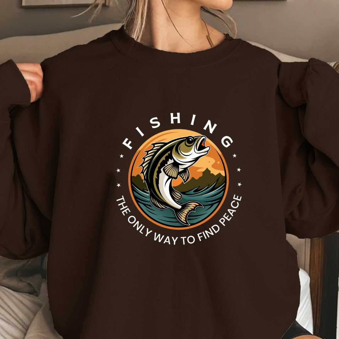 Leaping Fish Sunset Fishing Crewneck Sweatshirt, Graphic Pullover, Fisherman Gift, Retro Ocean Angler Apparel, Outdoor Fishing Crewneck