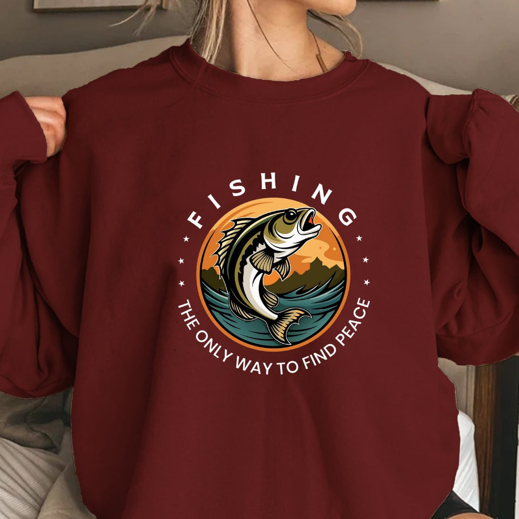 Leaping Fish Sunset Fishing Crewneck Sweatshirt, Graphic Pullover, Fisherman Gift, Retro Ocean Angler Apparel, Outdoor Fishing Crewneck