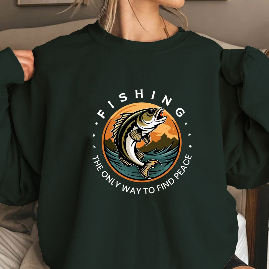 Leaping Fish Sunset Fishing Crewneck Sweatshirt, Graphic Pullover, Fisherman Gift, Retro Ocean Angler Apparel, Outdoor Fishing Crewneck