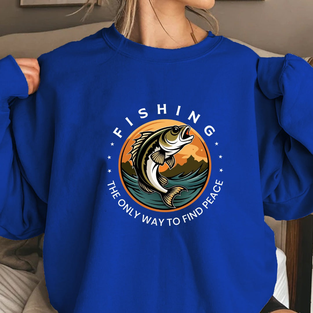 Leaping Fish Sunset Fishing Crewneck Sweatshirt, Graphic Pullover, Fisherman Gift, Retro Ocean Angler Apparel, Outdoor Fishing Crewneck