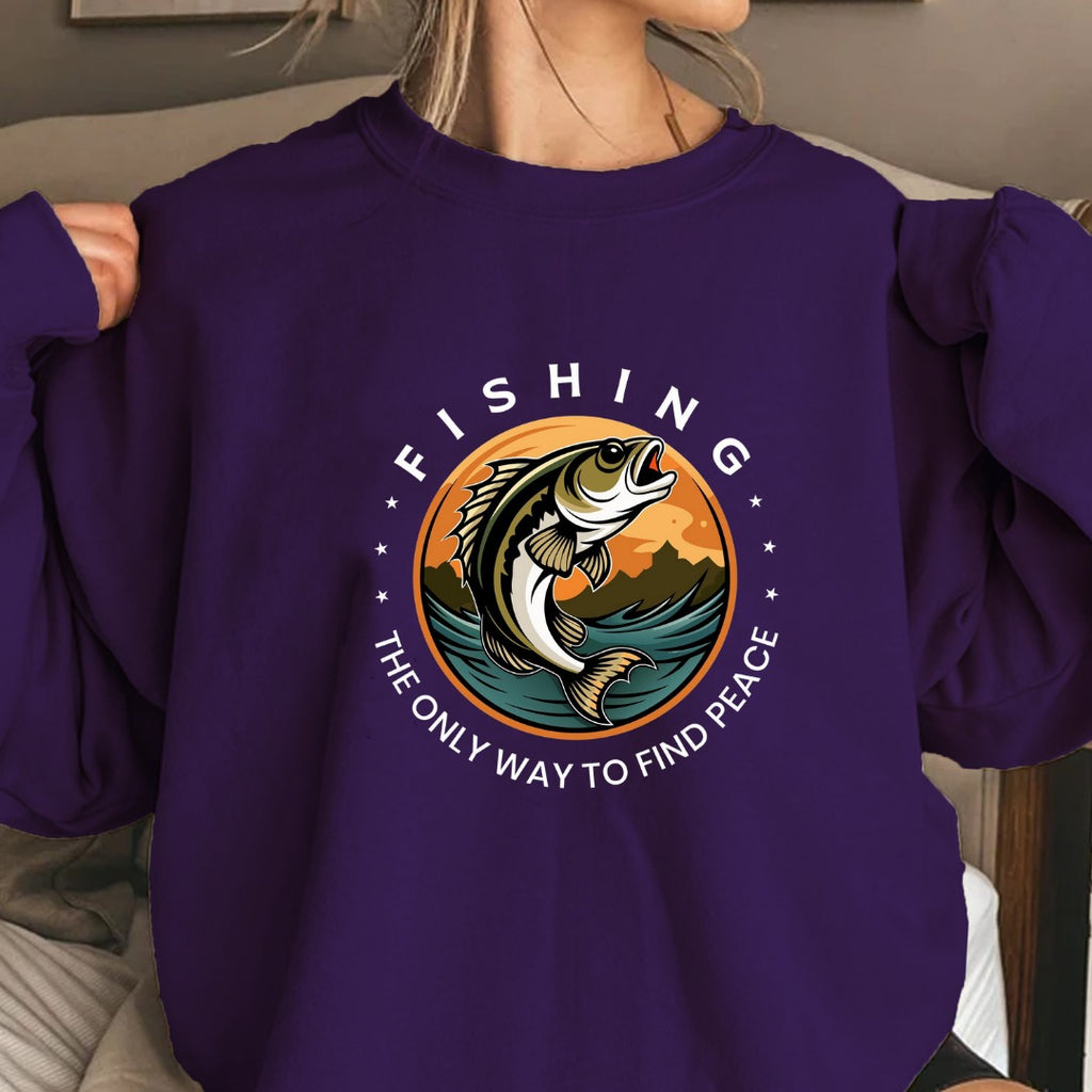 Leaping Fish Sunset Fishing Crewneck Sweatshirt, Graphic Pullover, Fisherman Gift, Retro Ocean Angler Apparel, Outdoor Fishing Crewneck