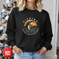 Leaping Fish Sunset Fishing Crewneck Sweatshirt, Graphic Pullover, Fisherman Gift, Retro Ocean Angler Apparel, Outdoor Fishing Crewneck