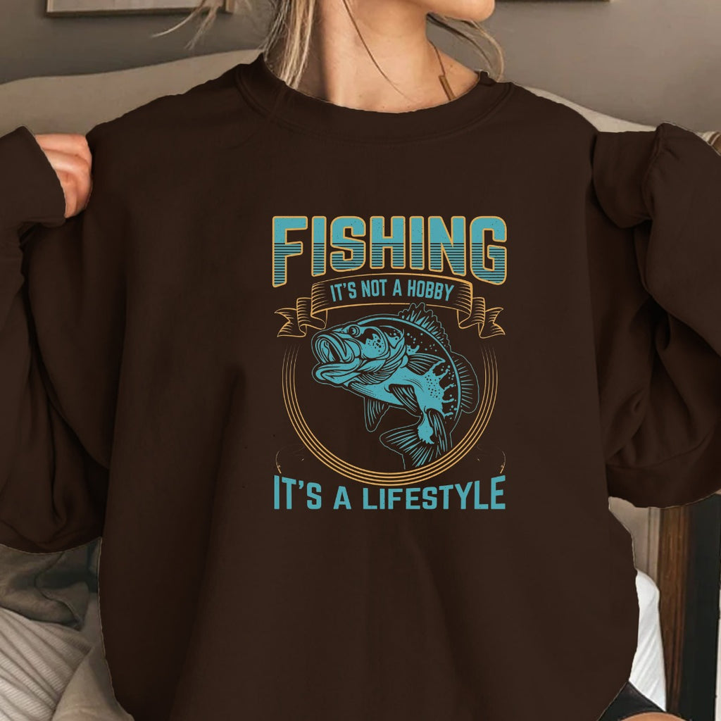 Fishing It's Not a Hobby It's a Lifestyle Crewneck Sweatshirt, Graphic Pullover, Fisherman Gift, Retro Angler Apparel, Outdoor Fishing Crewneck