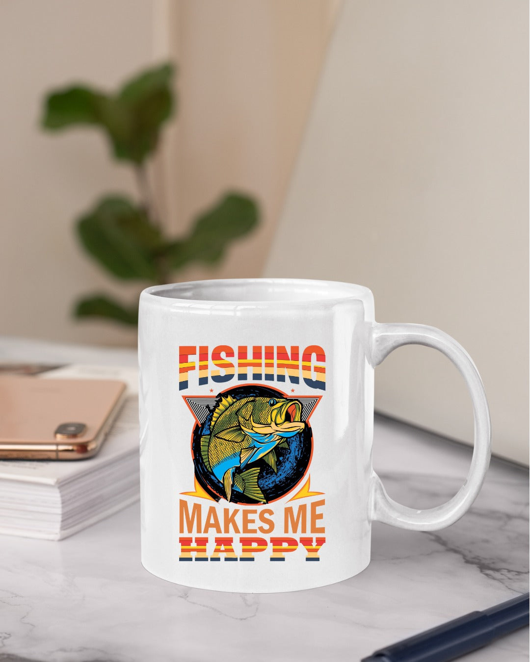 Fishing Makes Me Happy Sweatshirt, Retro Bass Graphic Crewneck, Fisherman Gift, Outdoor Angler Pullover, Retro Ocean Fishing Apparel
