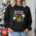 Fishing Rod Crewneck Sweatshirt, Rod Graphic with Bass Illustration, Fisherman Gift, Retro Angler Pullover, Outdoor Bass Fishing Apparel
