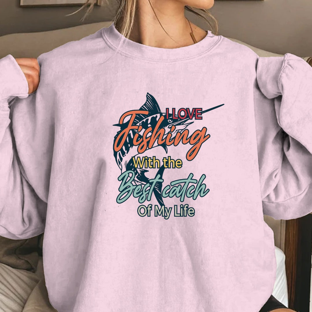 I Love Fishing More Than The Big Catch Of My Life Sweatshirt, Crewneck Pullover, Fisherman Gift, Retro Angler Apparel, Outdoor Fishing Crewneck