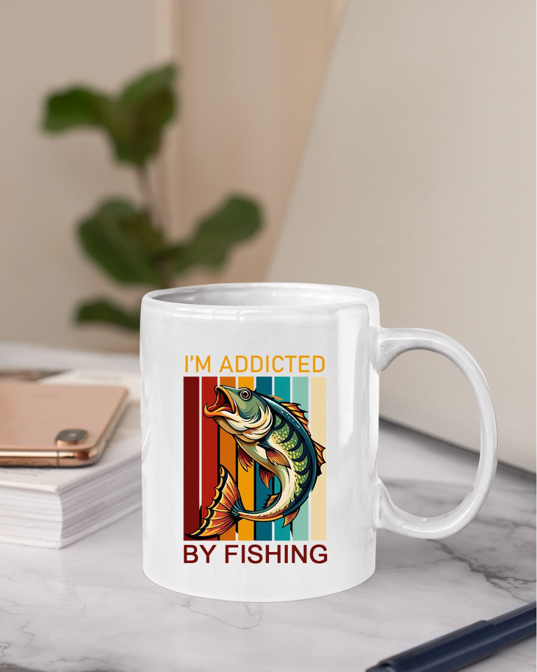 I’m Addicted By Fishing Crewneck Sweatshirt, Retro Bass Design Pullover, Fisherman Gift, Outdoor Angler Apparel, Retro Fishing Crewneck