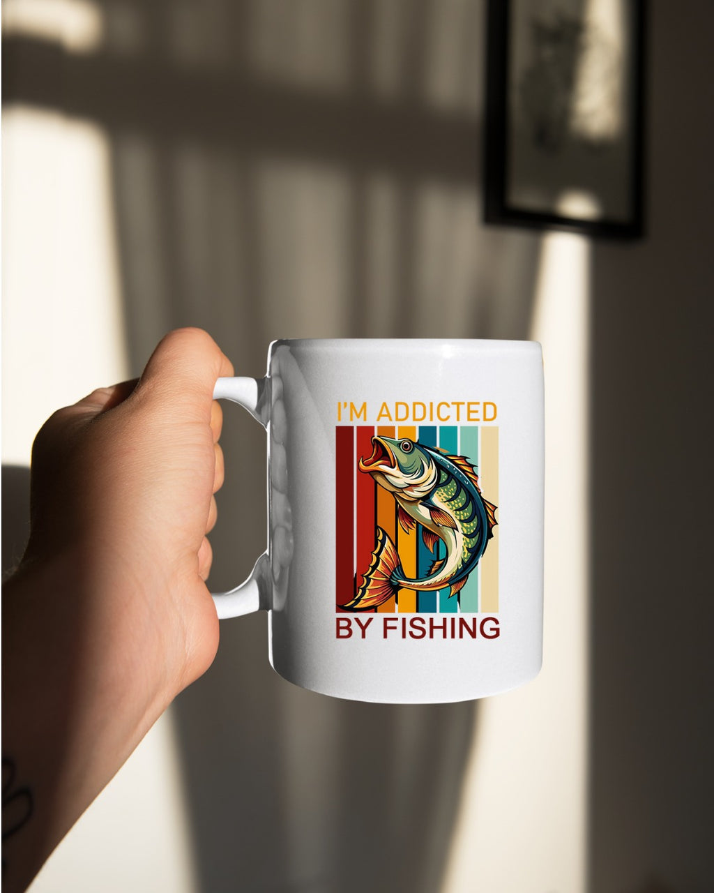 I’m Addicted By Fishing Crewneck Sweatshirt, Retro Bass Design Pullover, Fisherman Gift, Outdoor Angler Apparel, Retro Fishing Crewneck