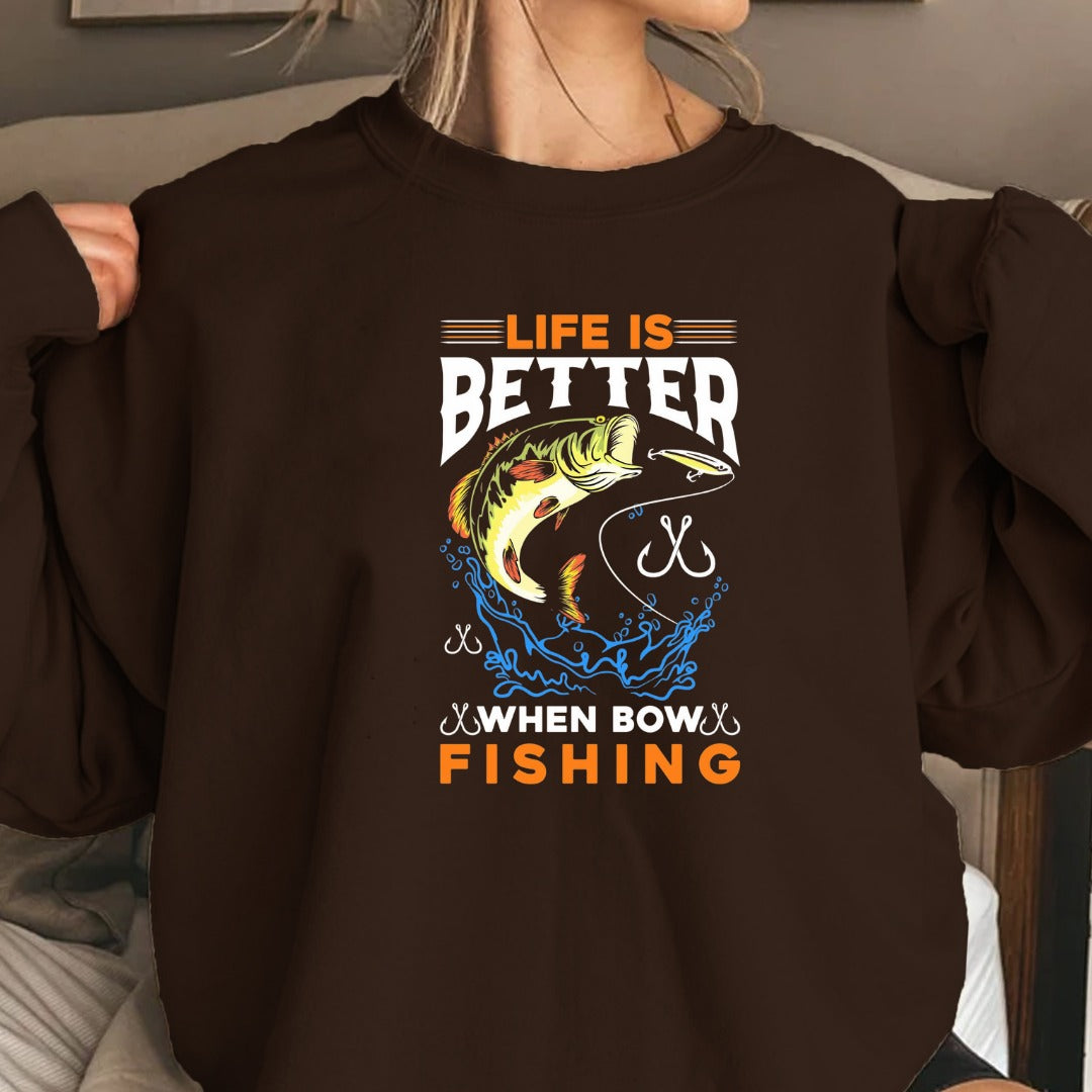 Life Is Fishing Crewneck Sweatshirt, Fishing Life Graphic Pullover, Fisherman Gift, Retro Angler Apparel, Outdoor Ocean Fishing Crewneck