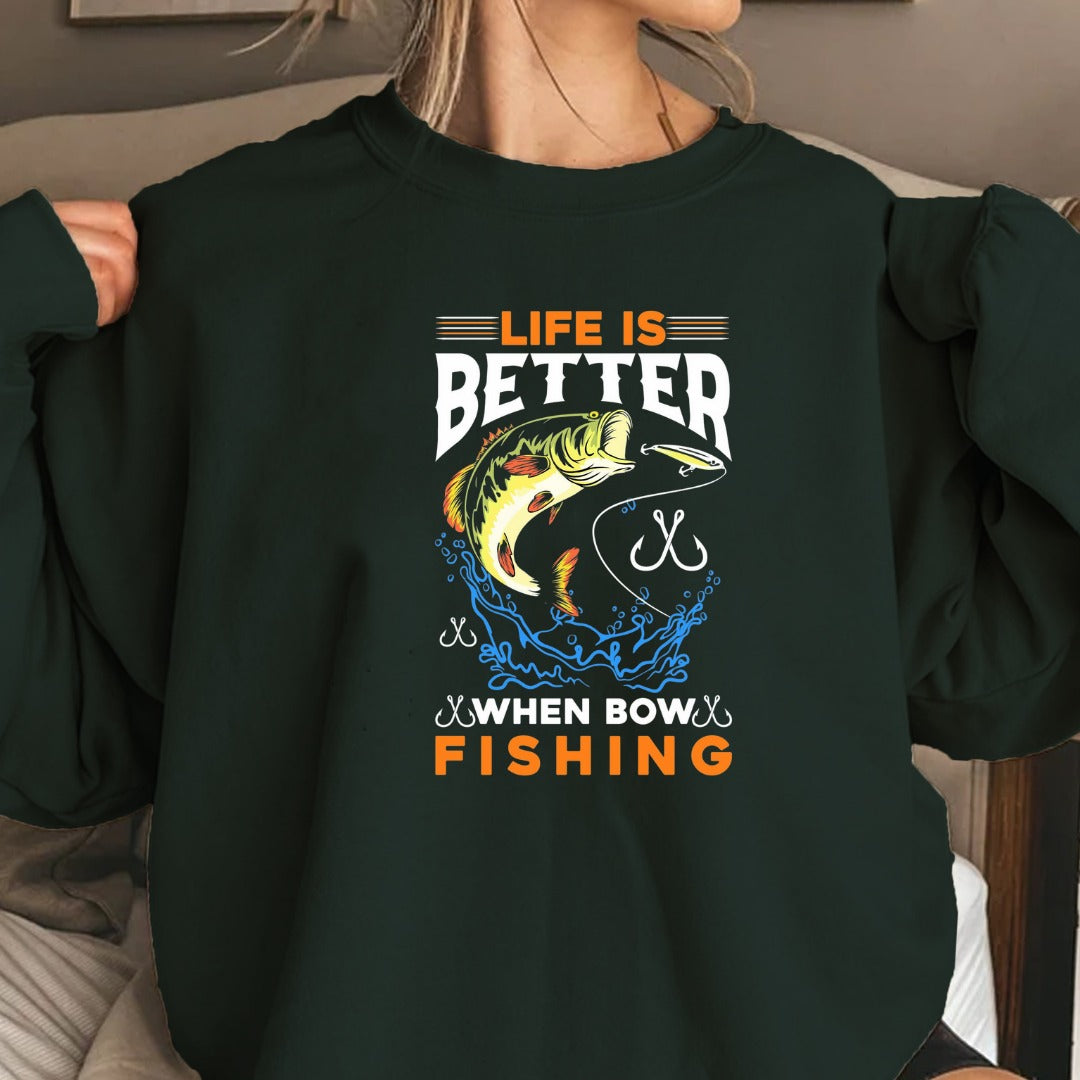 Life Is Fishing Crewneck Sweatshirt, Fishing Life Graphic Pullover, Fisherman Gift, Retro Angler Apparel, Outdoor Ocean Fishing Crewneck