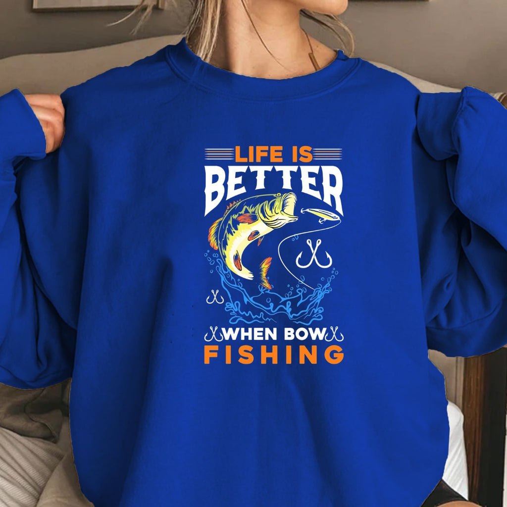 Life Is Fishing Crewneck Sweatshirt, Fishing Life Graphic Pullover, Fisherman Gift, Retro Angler Apparel, Outdoor Ocean Fishing Crewneck