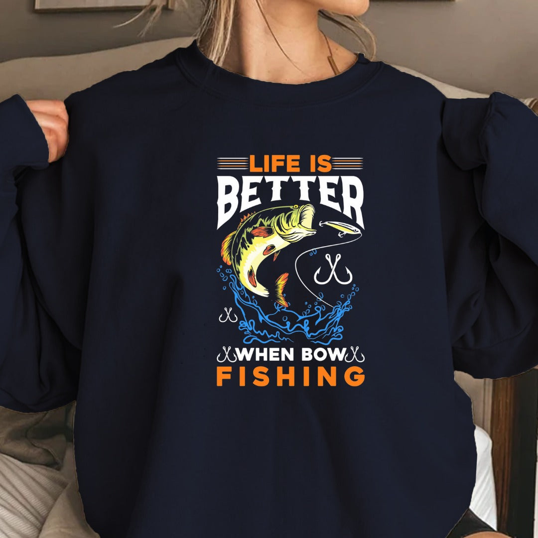 Life Is Fishing Crewneck Sweatshirt, Fishing Life Graphic Pullover, Fisherman Gift, Retro Angler Apparel, Outdoor Ocean Fishing Crewneck