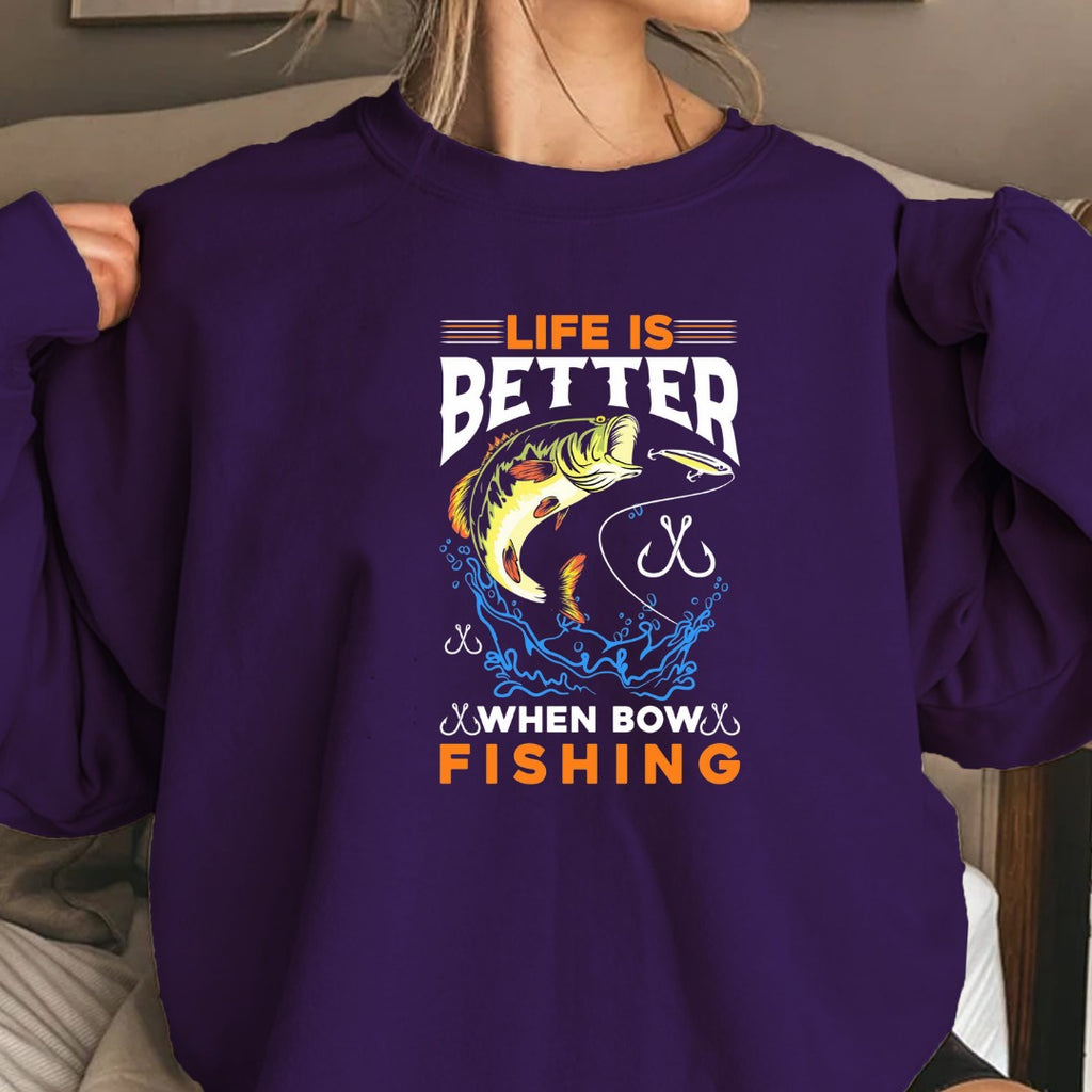 Life Is Fishing Crewneck Sweatshirt, Fishing Life Graphic Pullover, Fisherman Gift, Retro Angler Apparel, Outdoor Ocean Fishing Crewneck
