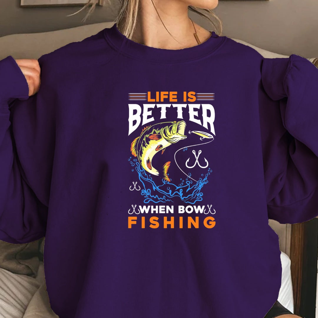 Life Is Fishing Crewneck Sweatshirt, Fishing Life Graphic Pullover, Fisherman Gift, Retro Angler Apparel, Outdoor Ocean Fishing Crewneck
