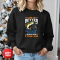 Life Is Fishing Crewneck Sweatshirt, Fishing Life Graphic Pullover, Fisherman Gift, Retro Angler Apparel, Outdoor Ocean Fishing Crewneck