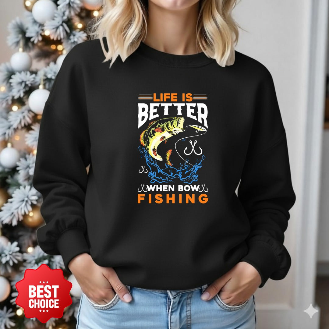 Life Is Fishing Crewneck Sweatshirt, Fishing Life Graphic Pullover, Fisherman Gift, Retro Angler Apparel, Outdoor Ocean Fishing Crewneck