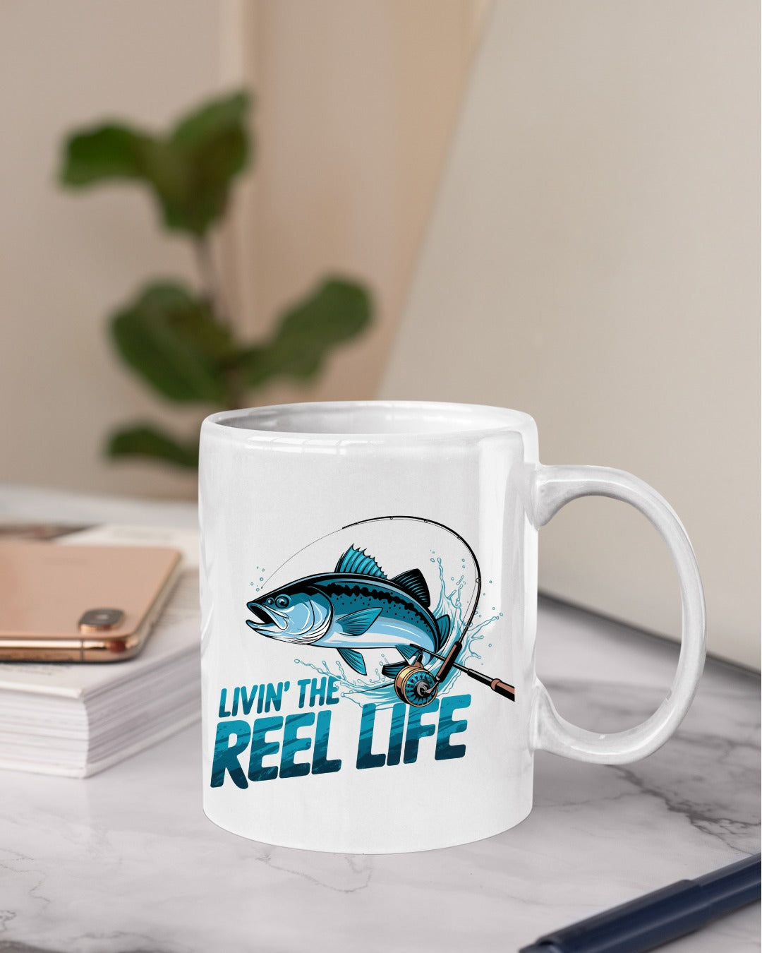 Livin' the Reel Life Fishing Crewneck Sweatshirt, Graphic Pullover for Anglers, Fisherman Gift, Retro Ocean Angler Apparel, Outdoor Fishing Crewneck