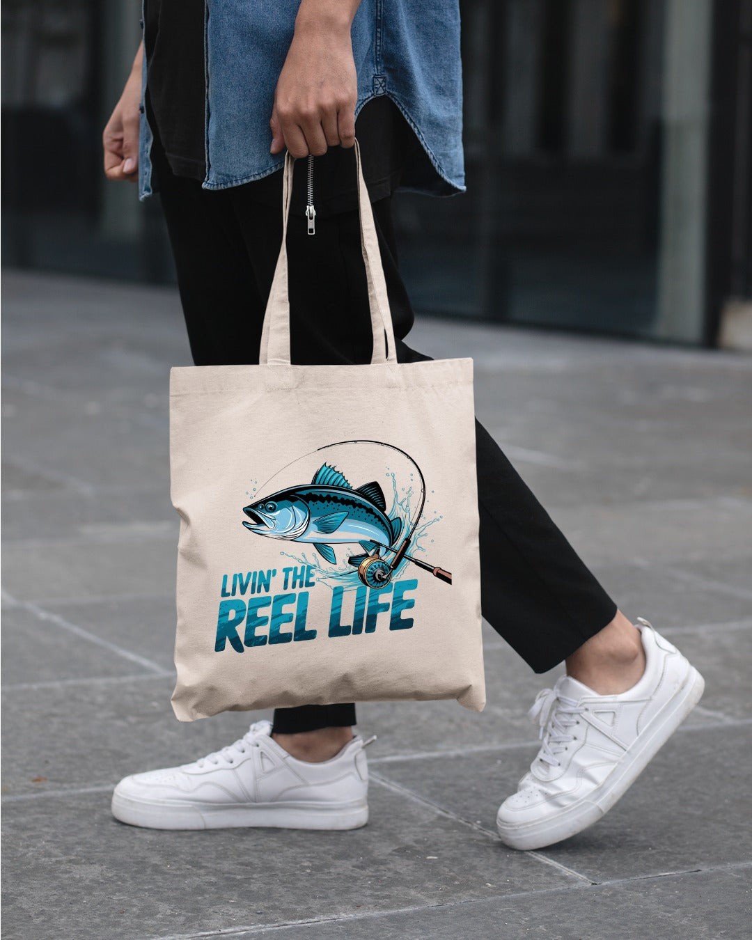 Livin' the Reel Life Fishing Crewneck Sweatshirt, Graphic Pullover for Anglers, Fisherman Gift, Retro Ocean Angler Apparel, Outdoor Fishing Crewneck